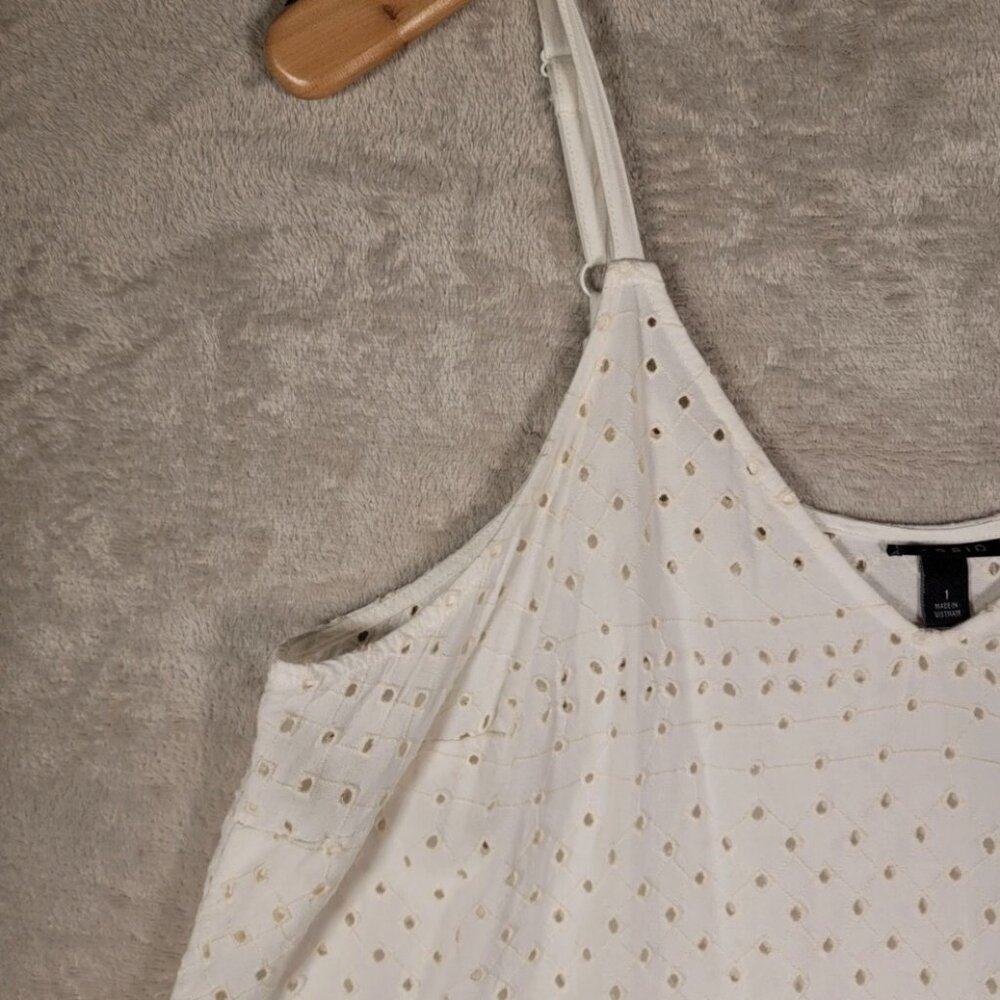 Torrid Eyelet Tank Top Womens Plus Size 1 Cream Boho Sleeveless Summer Blouse - Picture 7 of 10